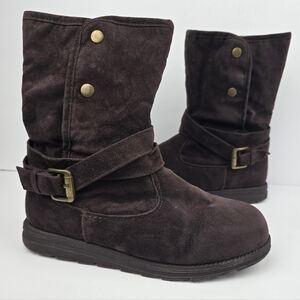 Muk Luks Dark Brown Suede Boots Womens Size 8